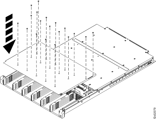 Installing the screws in the top front cover of the enclosure
