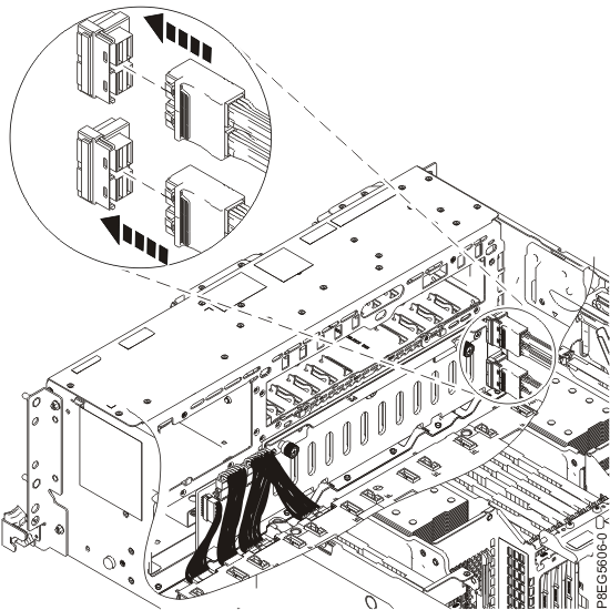 Reconnecting the front SAS cables